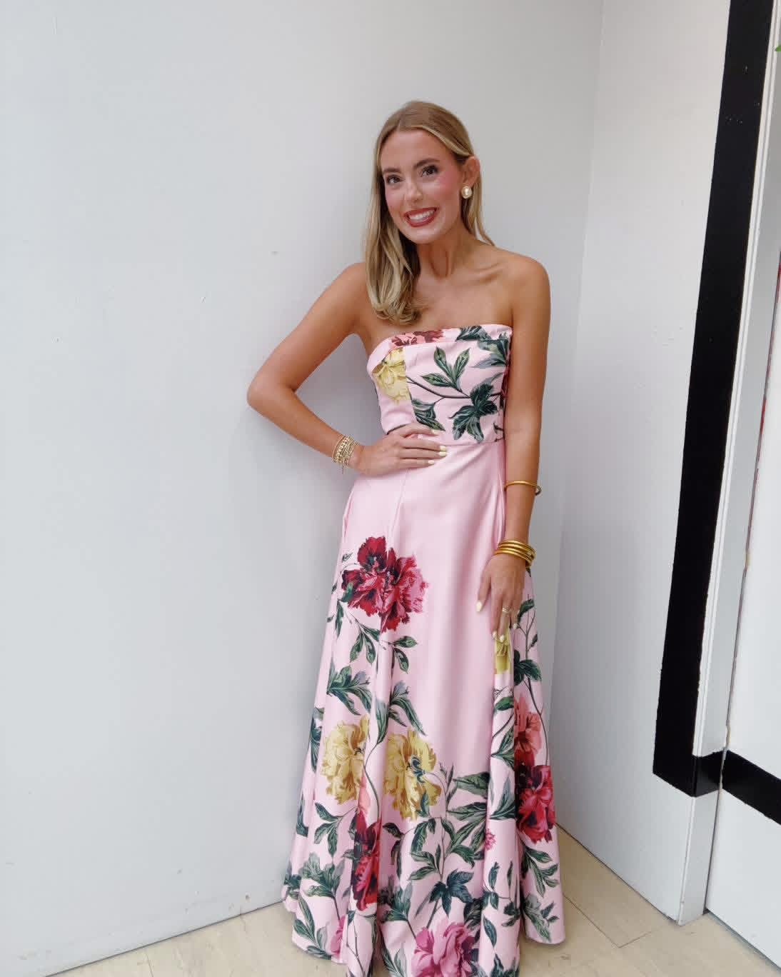 strapless pink floral dress Women's Sunshine & Roses Mini in Rose The structured corset bodice provides a flattering Sherri Hill Strapless Floral Corset