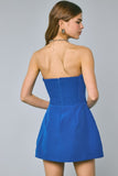 Royal Blue Front Pocket A-line Tube Mini Dress