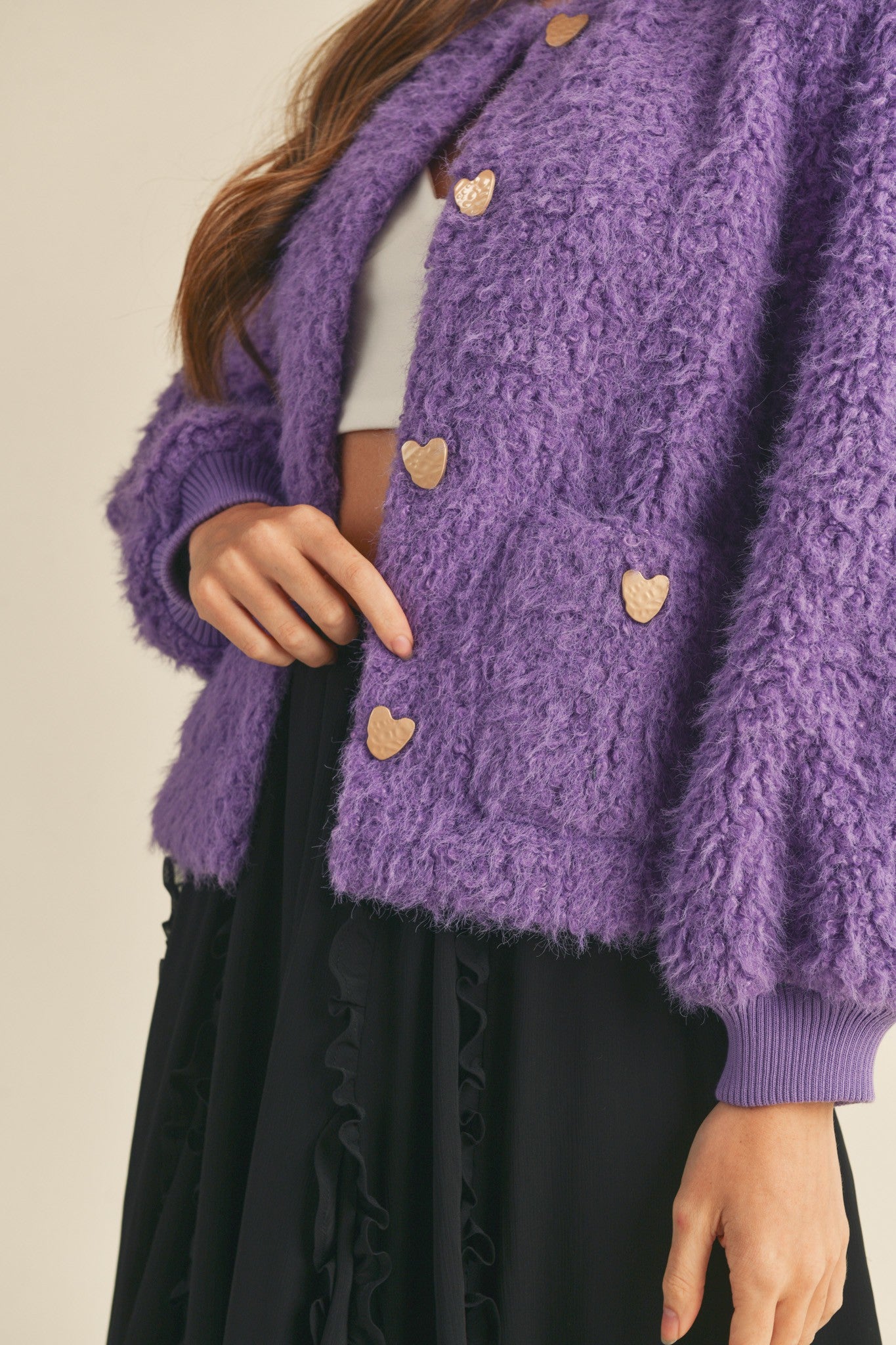 Purple Faux Shearling Jacket