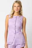 Lilac Button Down Vest Top