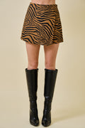 Tiger Print Asymmetric Draped Mini Wrap Skort