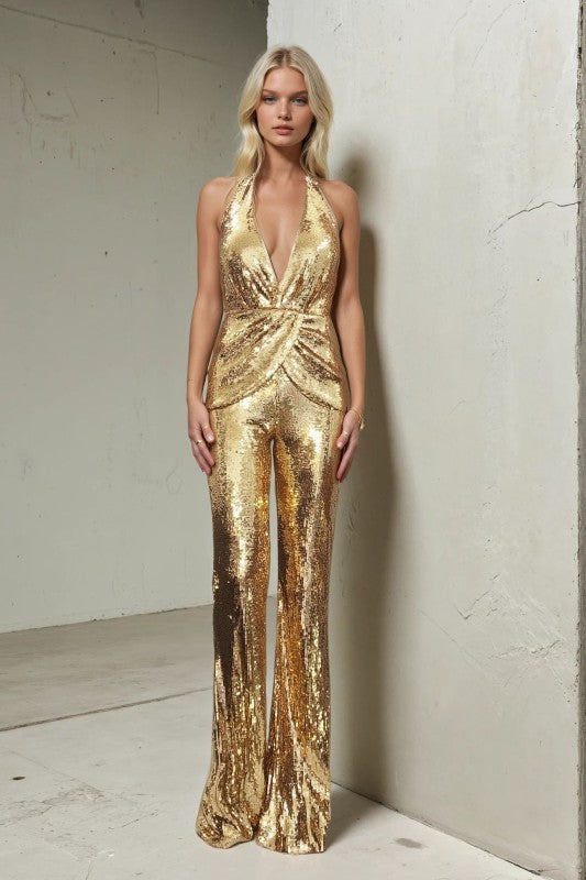 Premium Sequin Halter Jumpsuit