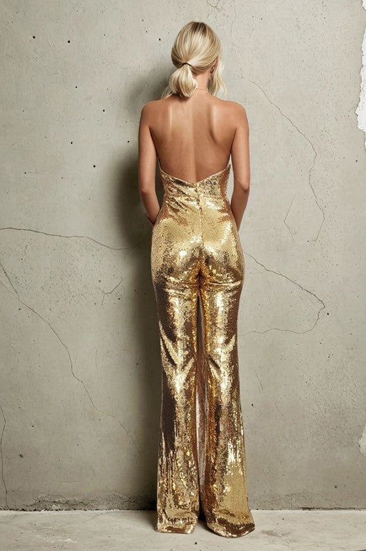 Premium Sequin Halter Jumpsuit
