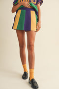 Mardi Gras Vertical Stripe Sweater Mini Skirt