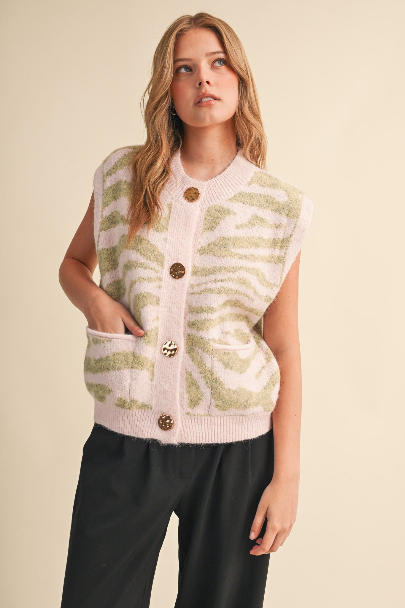 Tiger Stripe Knit Sweater Vest