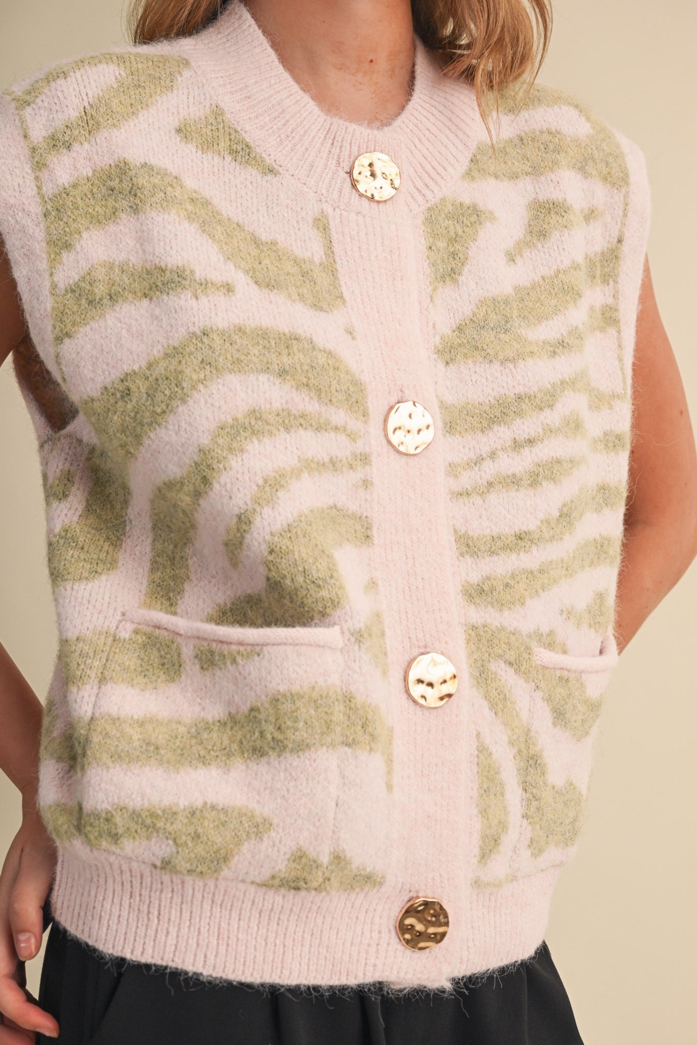 Tiger Stripe Knit Sweater Vest