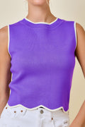 Purple Scalloped in Style Top