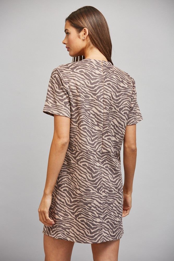 Animal Print Faux Suede Shift Dress