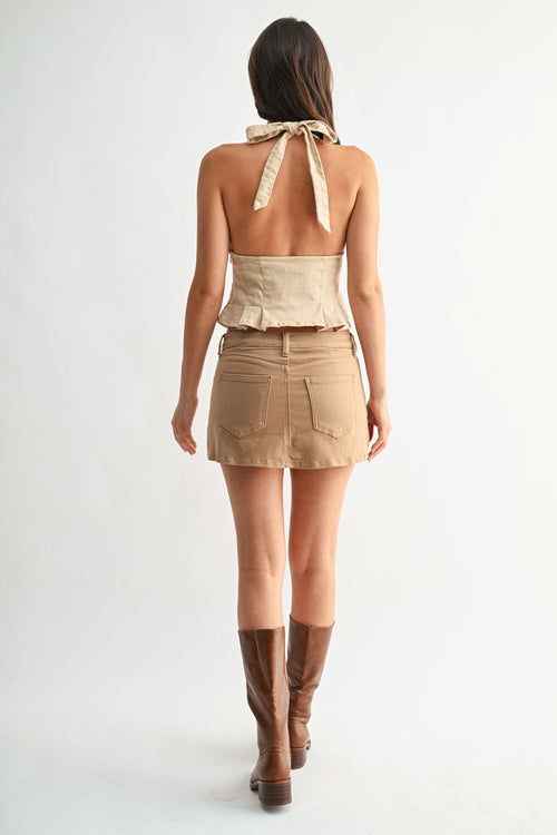 Camel Denim Skort