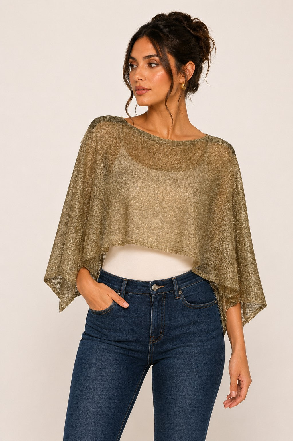 Gold Boatneck Drapey Cape
