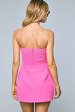 Pink Front Pocket A-line Tube Mini Dress