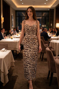 Zebra Print Smocked Peplum Cami Top & Skirt Set