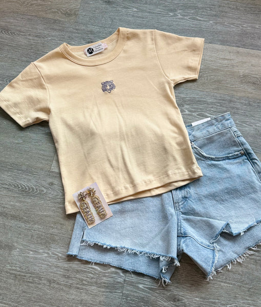 Embroidered Tiger Yellow Baby Tee