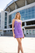 Purple Trim Detail Mini Dress