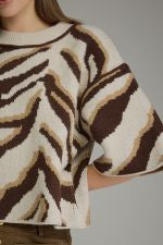 Animal Print Short Sleeve Sweater