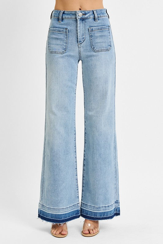 High Rise Wide Leg Jeans with Front Pockets