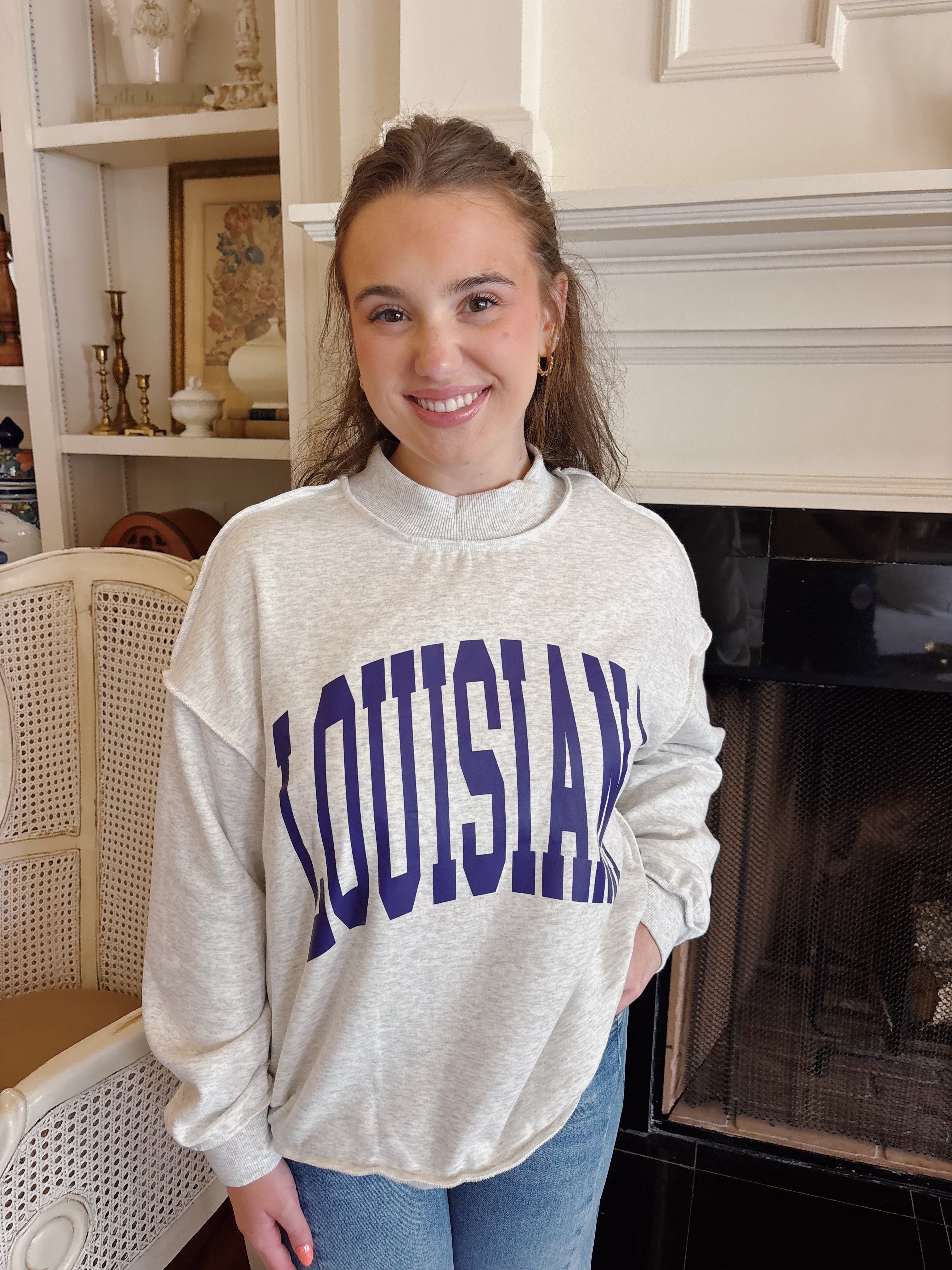 "Tigers/Louisiana" Longsleeve Mockneck Reversible Sweatshirt