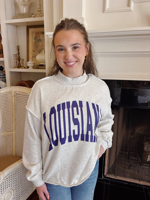 "Tigers/Louisiana" Longsleeve Mockneck Reversible Sweatshirt