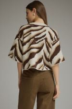 Animal Print Short Sleeve Sweater