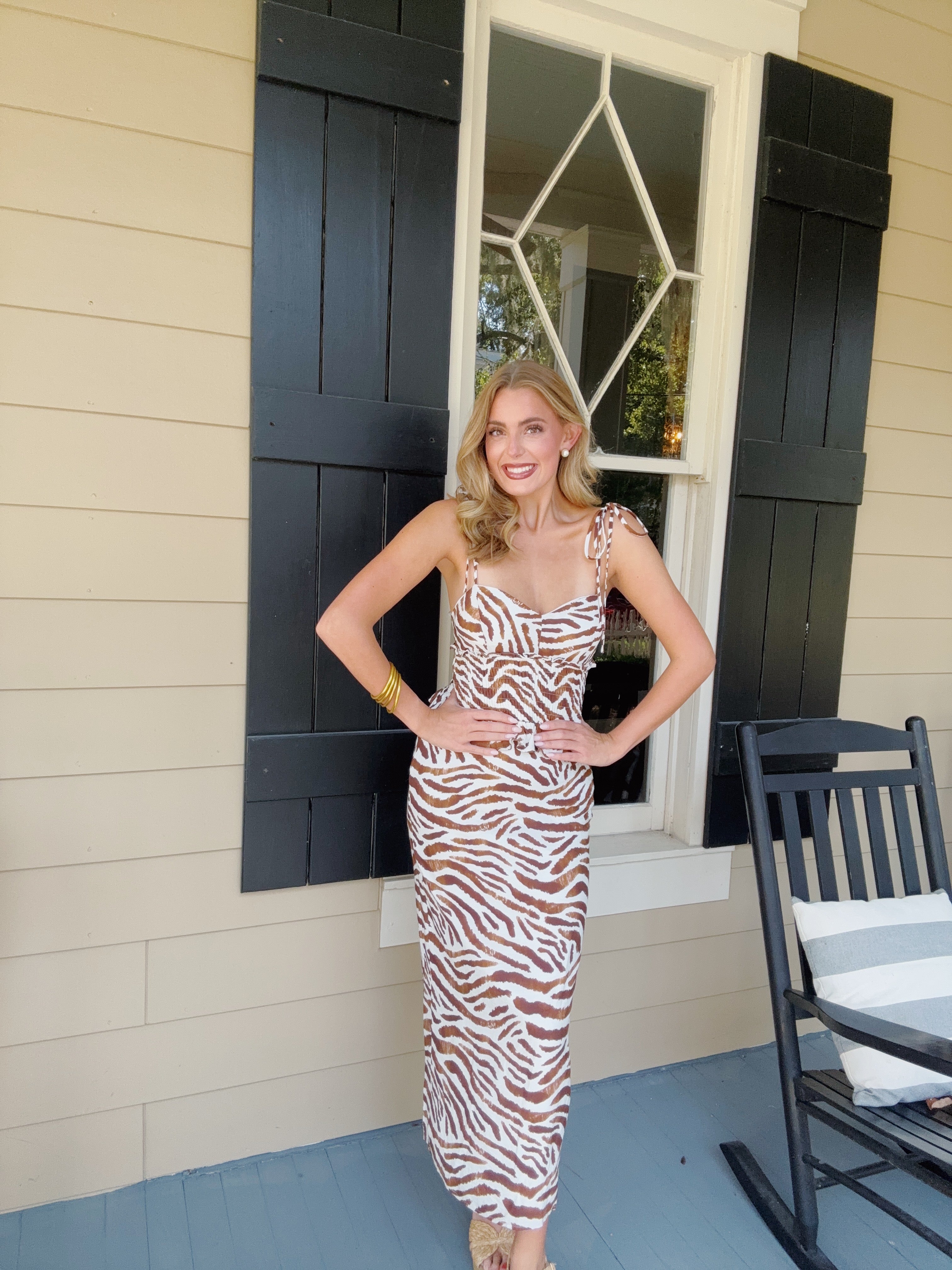 Zebra Print Smocked Peplum Cami Top & Skirt Set