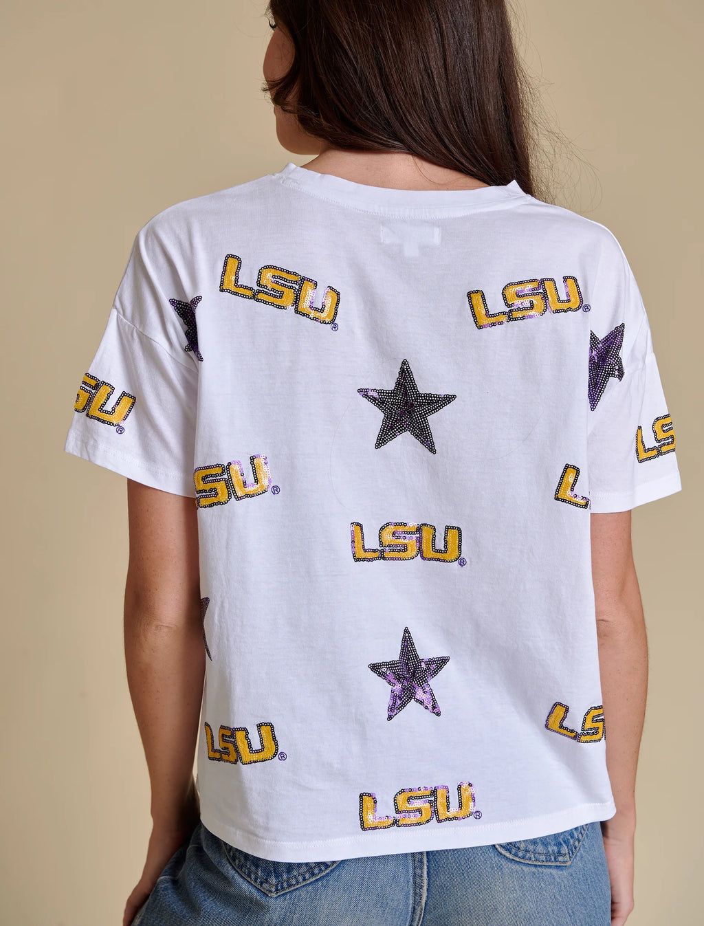 The All Over Sequin Boxy Tee | LSU