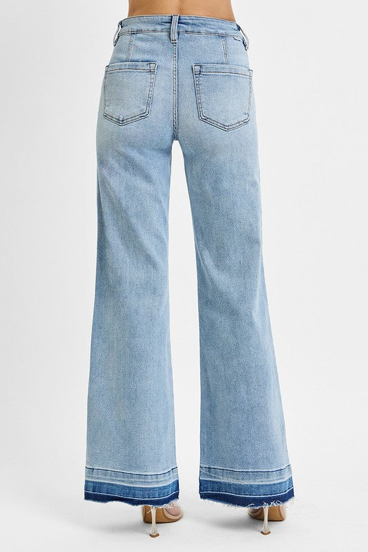 High Rise Wide Leg Jeans with Front Pockets