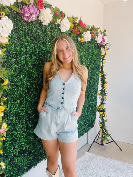 Denim Halter Neck Romper