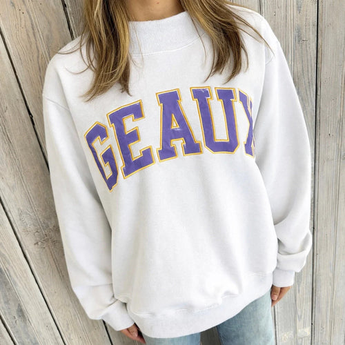 Geaux Varsity Mockneck Sweatshirt in White