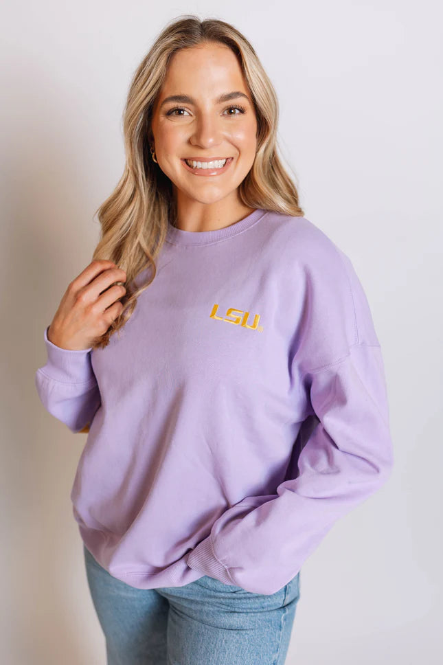 LSU Barkley Split Lantern Sleeve Crew