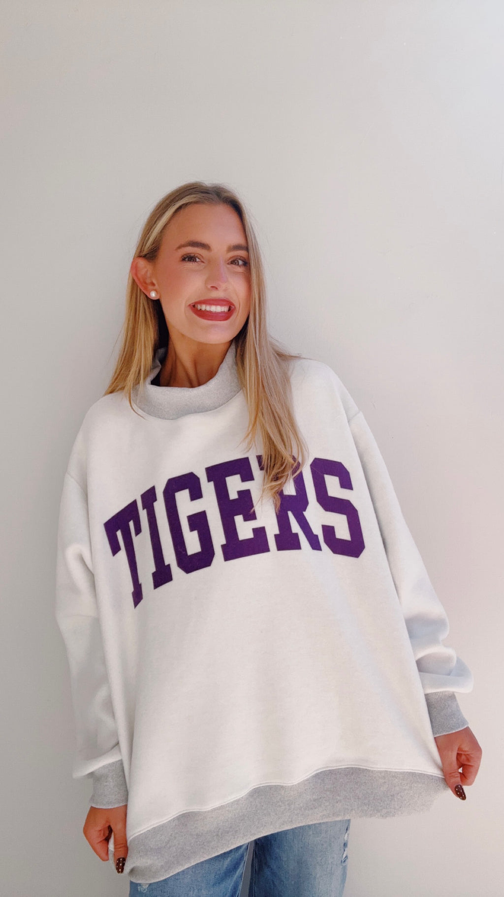 'Louisiana & Tigers' Reversible Mockneck Sweatshirt