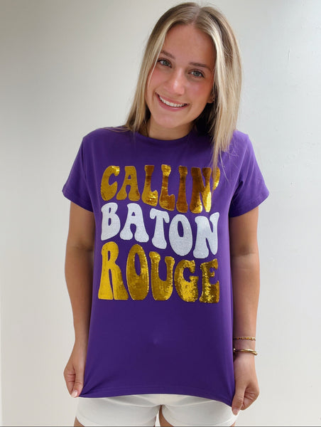 Purple “Callin’ Baton Rouge” Sequin Top