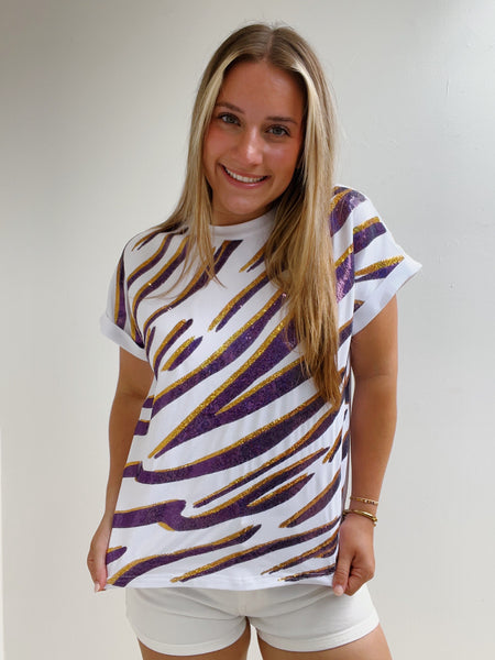 Sequin Tiger Print Top