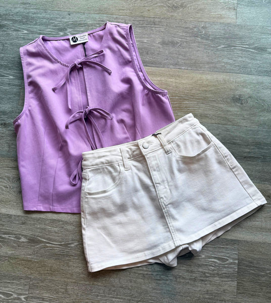 White Denim Skort