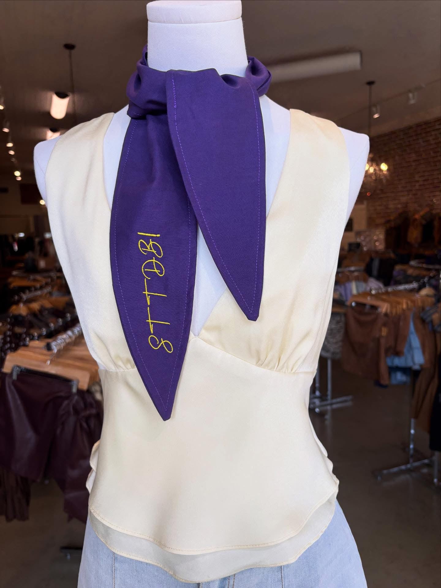 "STTDB!" Embroidered Purple Scarf