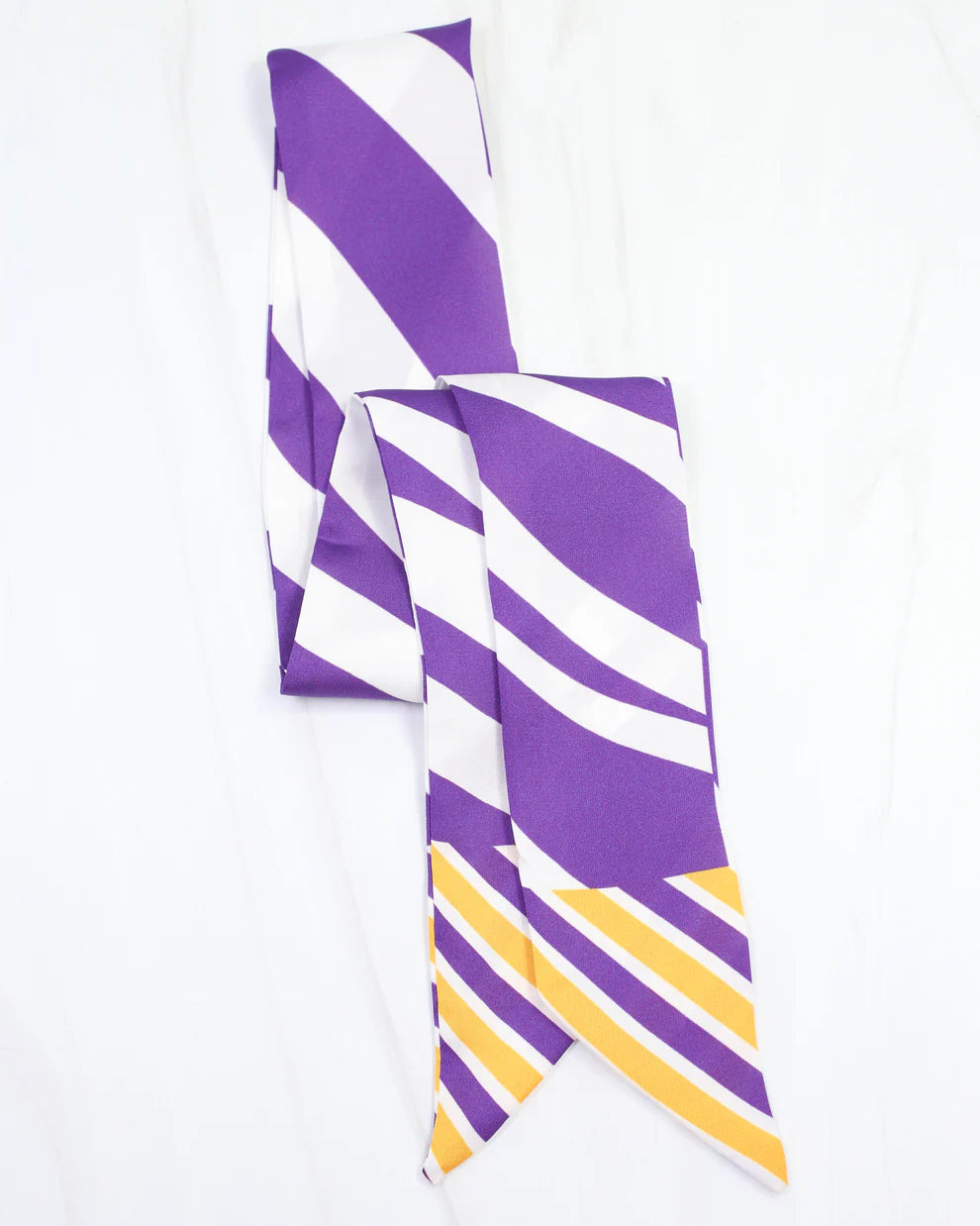 Purple and Gold Striped Skinny Scarf