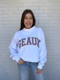 Geaux Varsity Mockneck Sweatshirt in White