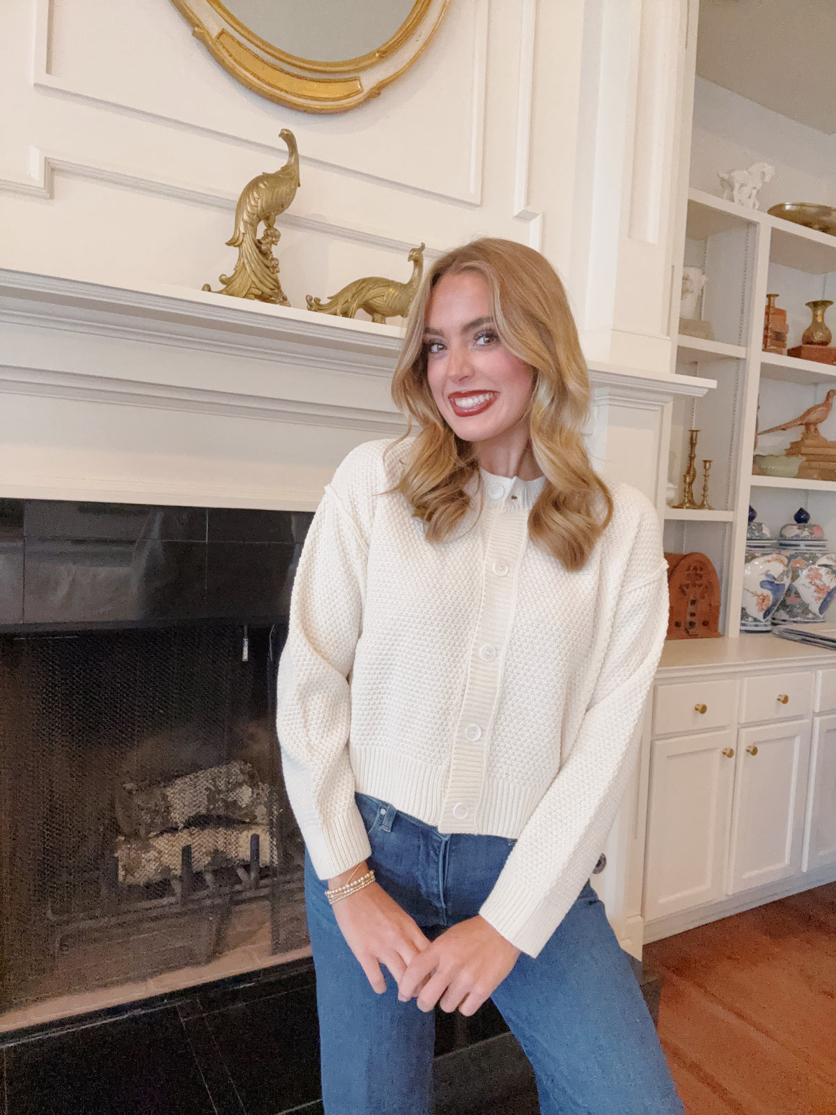 Cream Button Down Cardigan