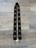 Black with Gold Stars Beaded Purse Strap