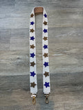 White with Purple and Gold Stars Beaded Purse Strap