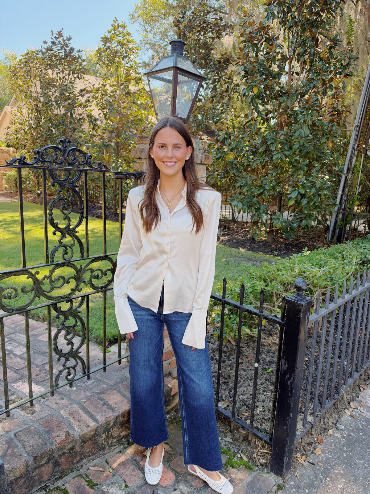 Cream Button Down Blouse