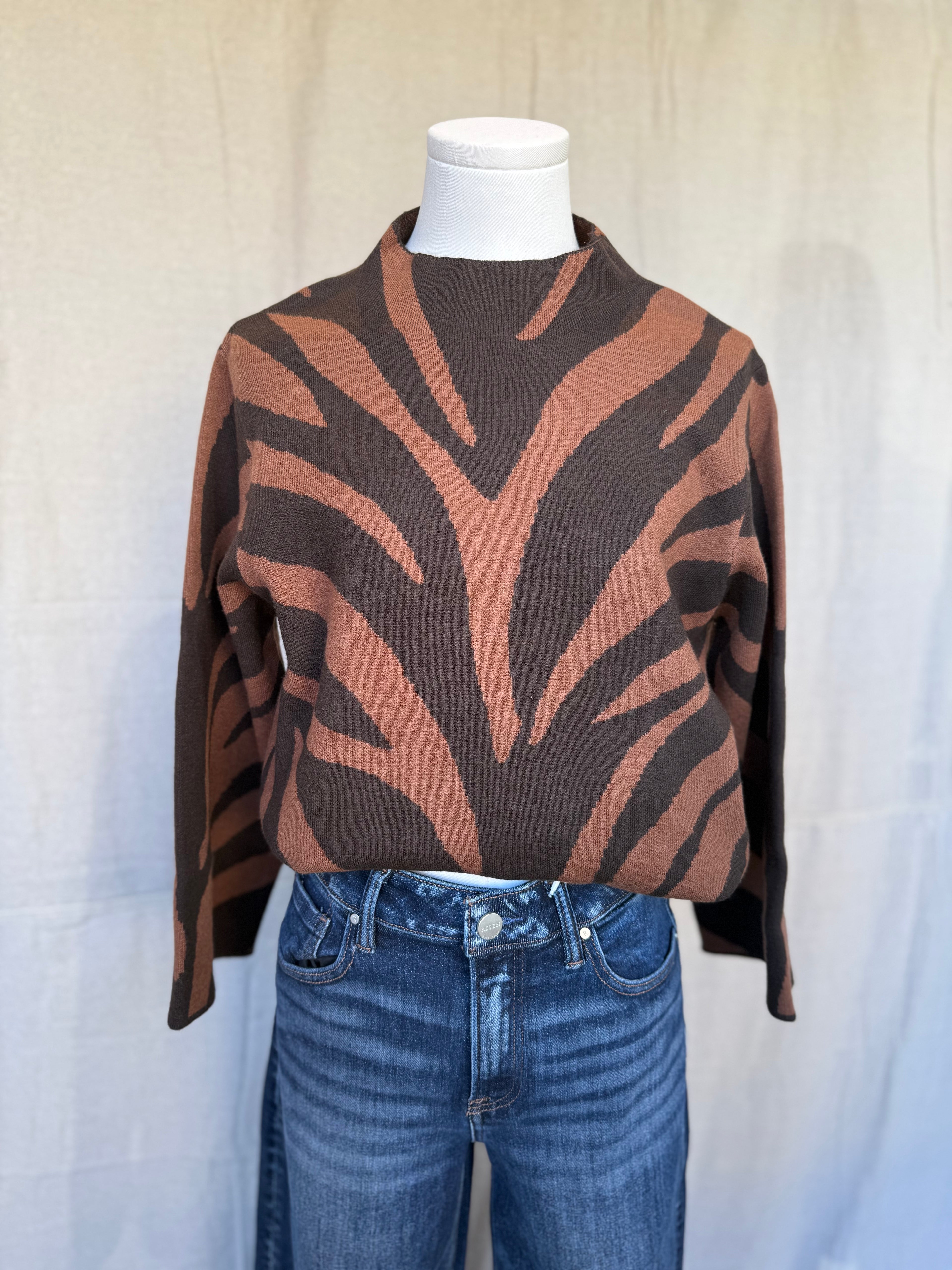 Animal Print Mockneck Sweater