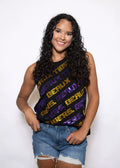 Black LSU Geaux Tigers Varsity Block Sequin Top