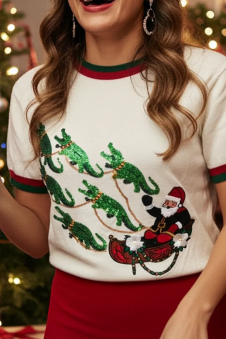 Cajun Santa Alligator Christmas Sweater