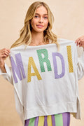 Ivory Multi Dots Mardi Letter Patch Oversized Top