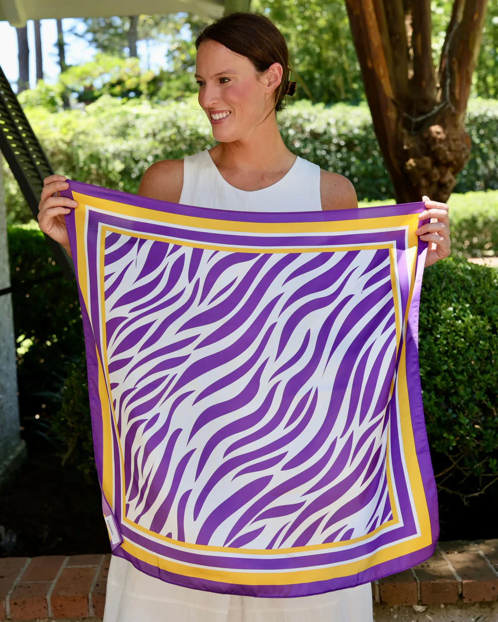 Tiger Striped Scarf Medium Purple and Gold